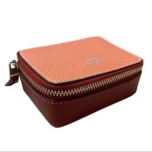Coach Leather Triple Pill Box, pink/maroon